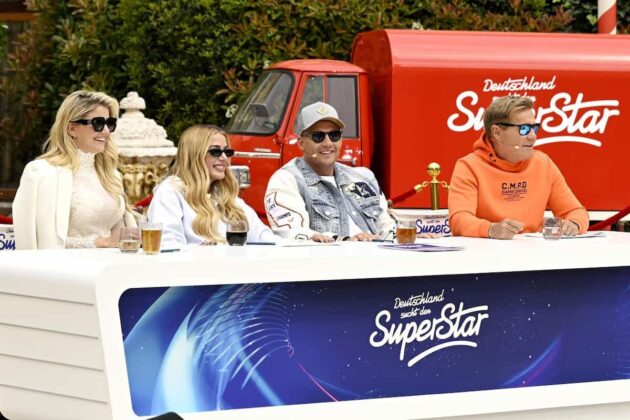 DSDS am 28.9.2024 - Alle Kandidaten und Songs vorgestellt, Goldene CD und Entscheidungen - hier im Bild die Jury mit Beatrice Egli, Loredana, Pietro Lombardi und Dieter Bohlen